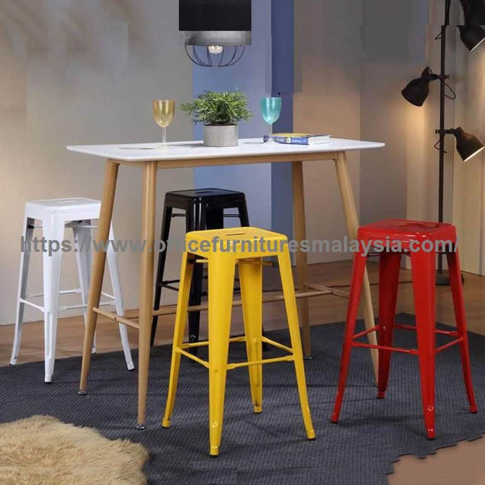 Contemporary Backless Bar Stool Counter Height Bar Table Set YGRDS-11101T887BS