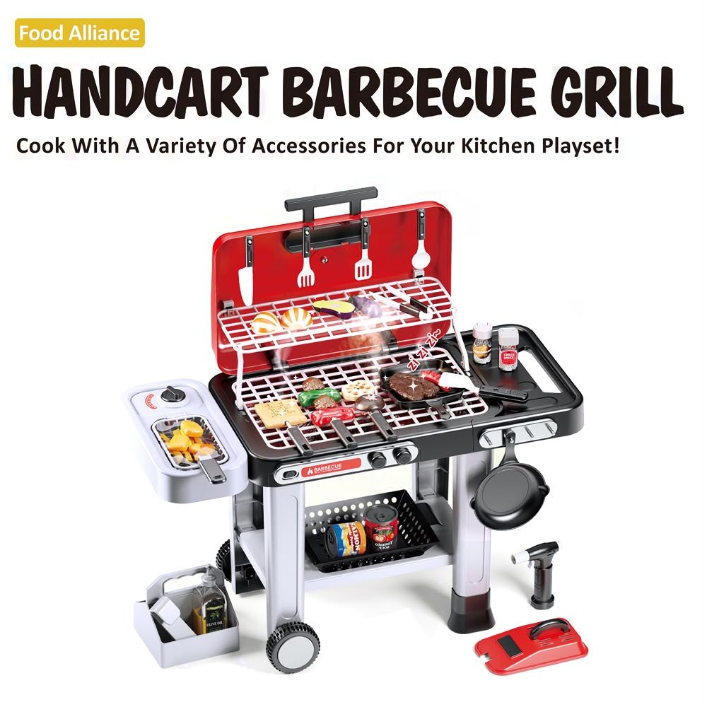 Handcart Barbecue Grill Pretend Play Kitchen Set for Kids