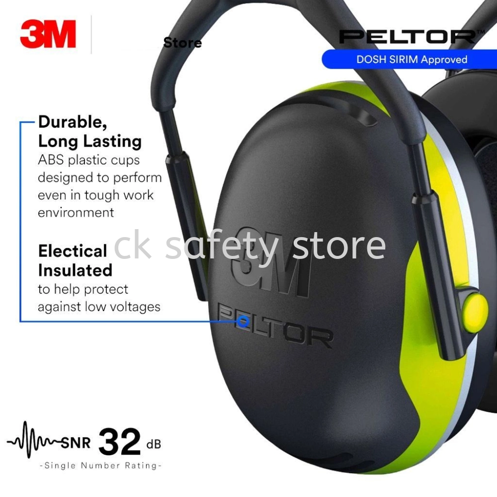 3M X4P5E PELTOR Premium Helmet Attached Electrically Insulated Earmuffs/ SNR 32 dB