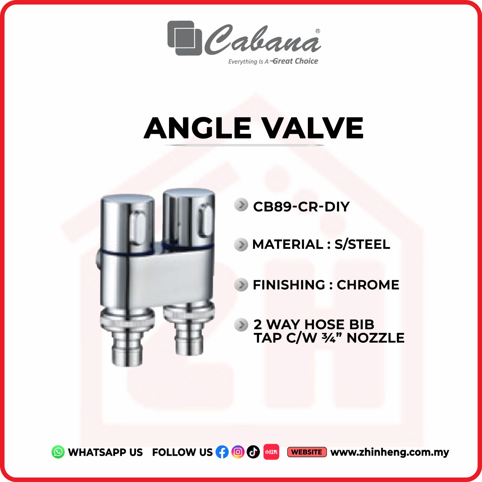 CABANA 2 WAY HOSE BIB TAP  CB89-CR-DIY