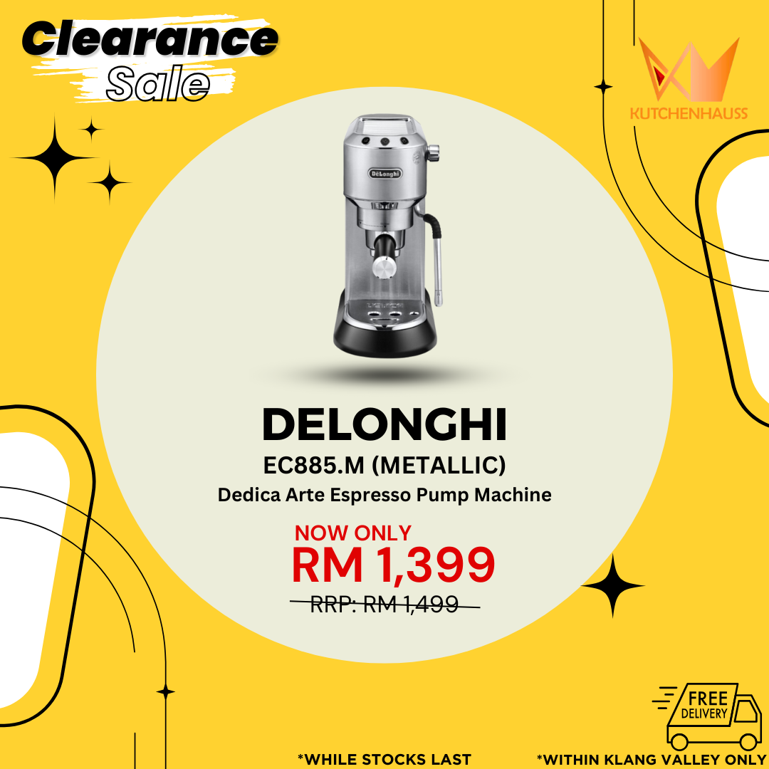 DELONGHI - Dedica Arte Metal Pump Espresso Coffee Machine EC885.M (Metallic)
