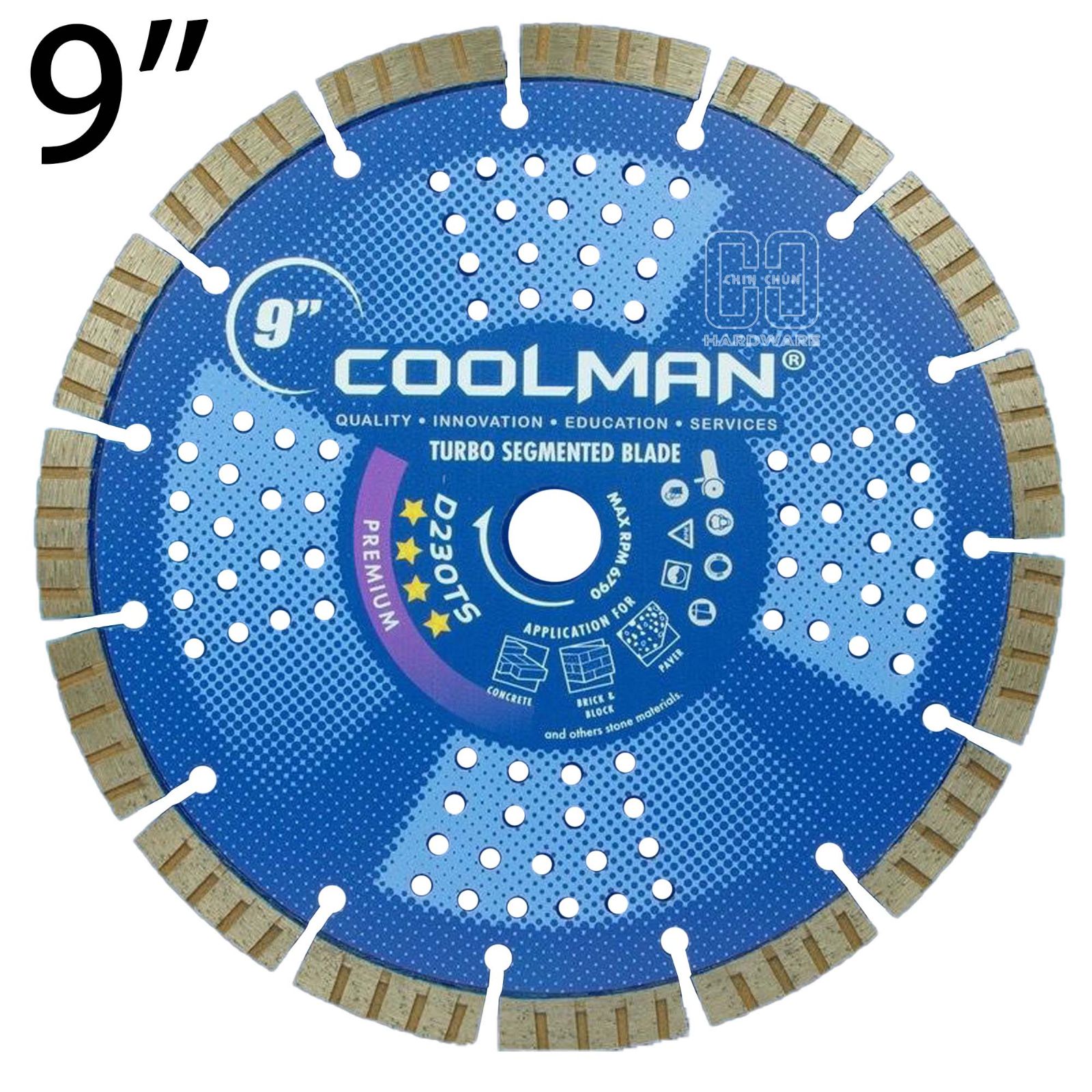 COOLMAN SINTERED HIGH SPEED BLADE TURBO (D230TS) 9"