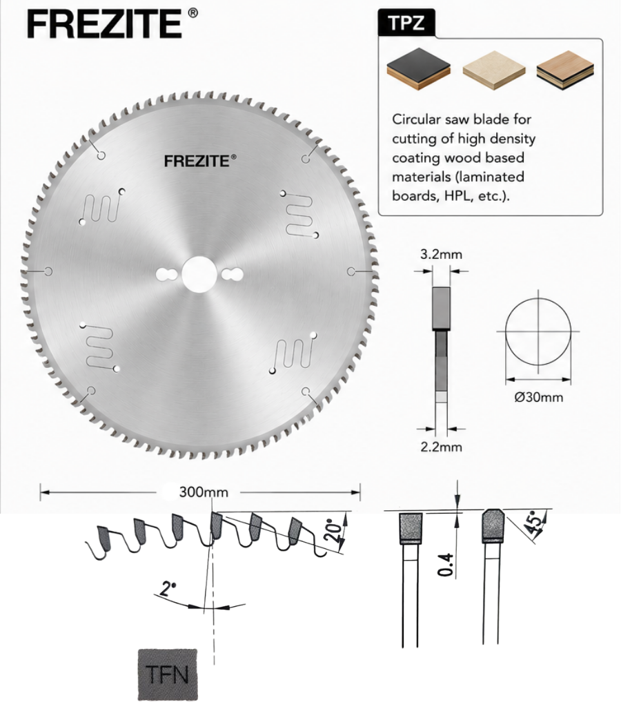 Frezite-12" X 3.2/2.2 X 30H X 96T Plus TPZ TCT SAW BLADE