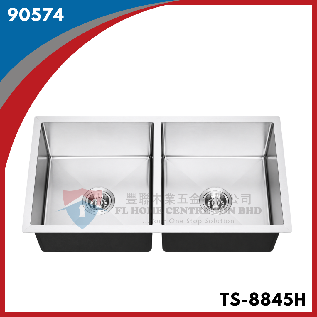 SINK TS-8845H SUS304 HANDCRAFTED DBL BOWL