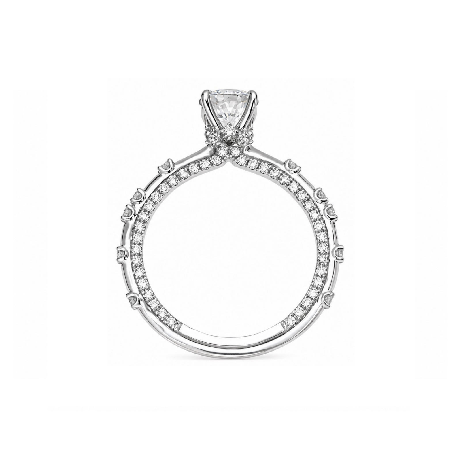 Roman & Co庐 Novella Celest Pav茅 Halo Accent Solitaire Engagement Ring
