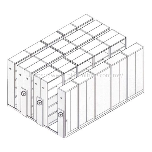 MOBILE COMPACTOR - PK-MNMC-5-G2 - 1 ROW X 5 BAY DEPTH MECHANICAL MOBILE COMPACTOR CW 4PCS ADJUSTABLE SHELF