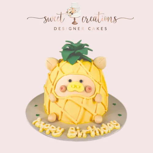 5 inch | Piggy dressing up as pineapple | Buttercream Cake 