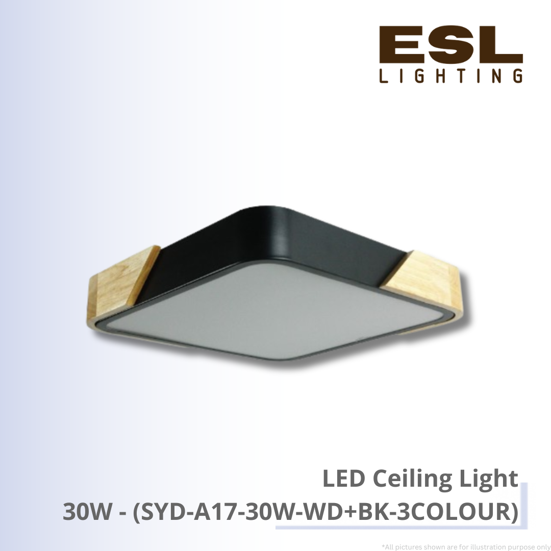 LED Ceiling Light Black 30W - SYD-A17-30W-WD+BK-3COLOUR
