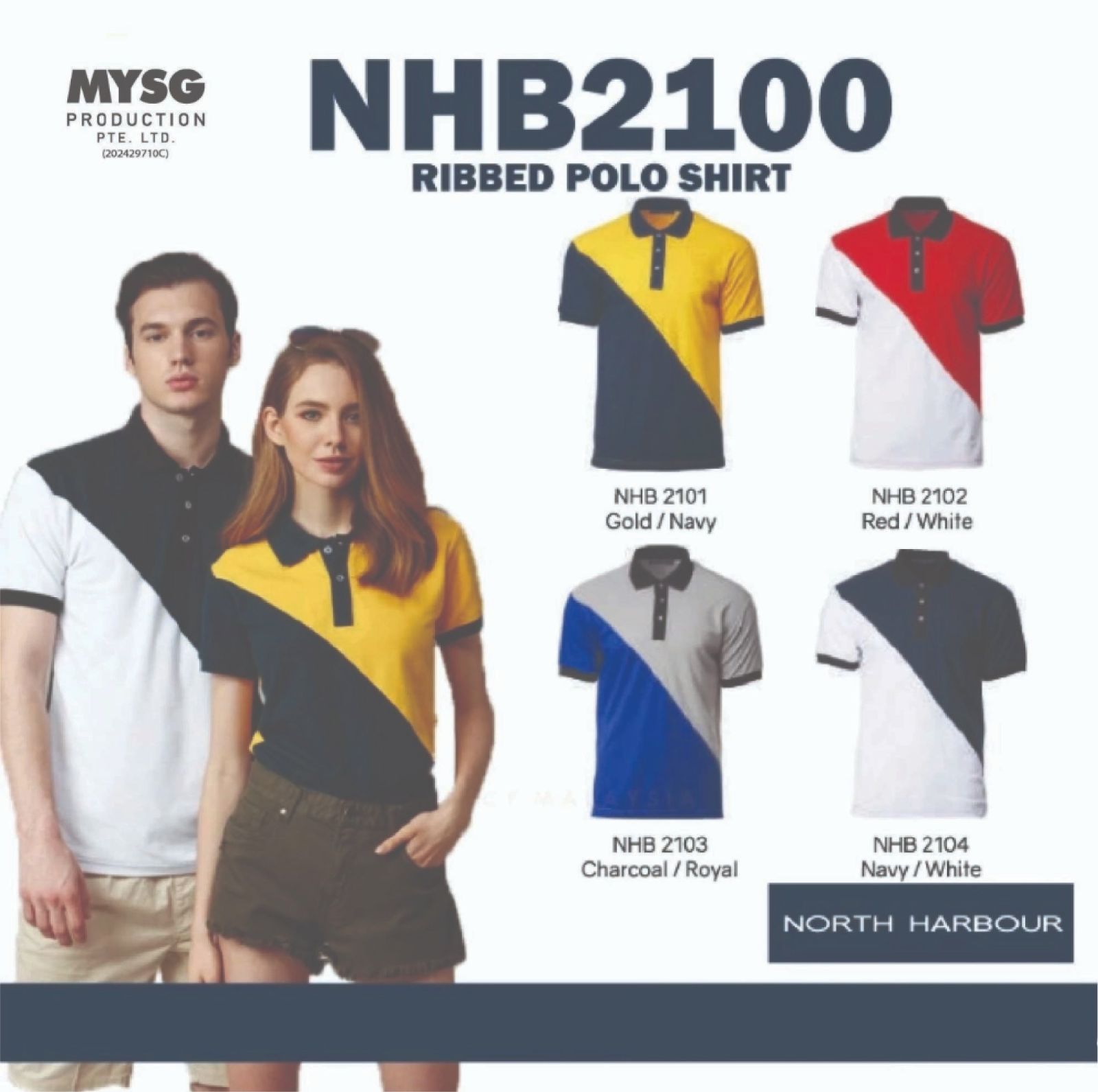 NORTH HARBOUR Unisex Signature Georgia Polo Shirt - Gold / Red / Charcoal / Navy NHB2100