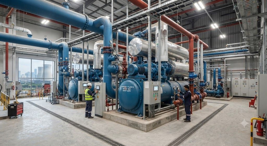 District cooling centrifugal chiller installation