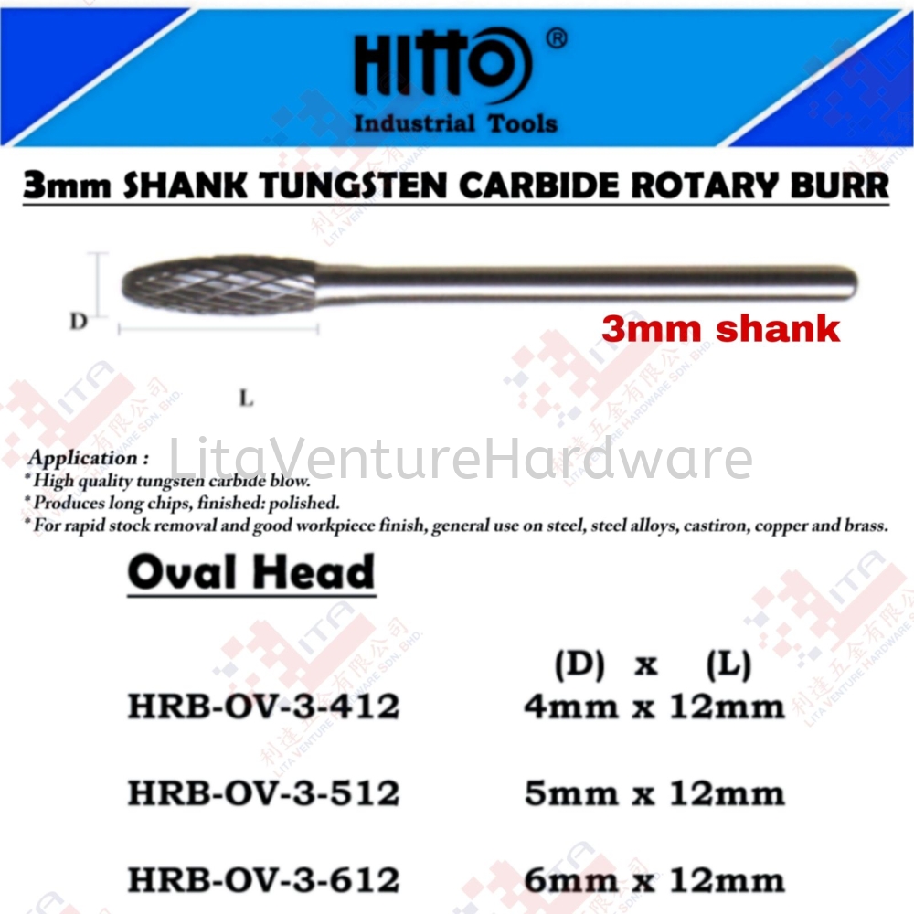 HITTO BRAND OVAL HEAD - HRBOV3412 HRBOV3512 HRBOV3612