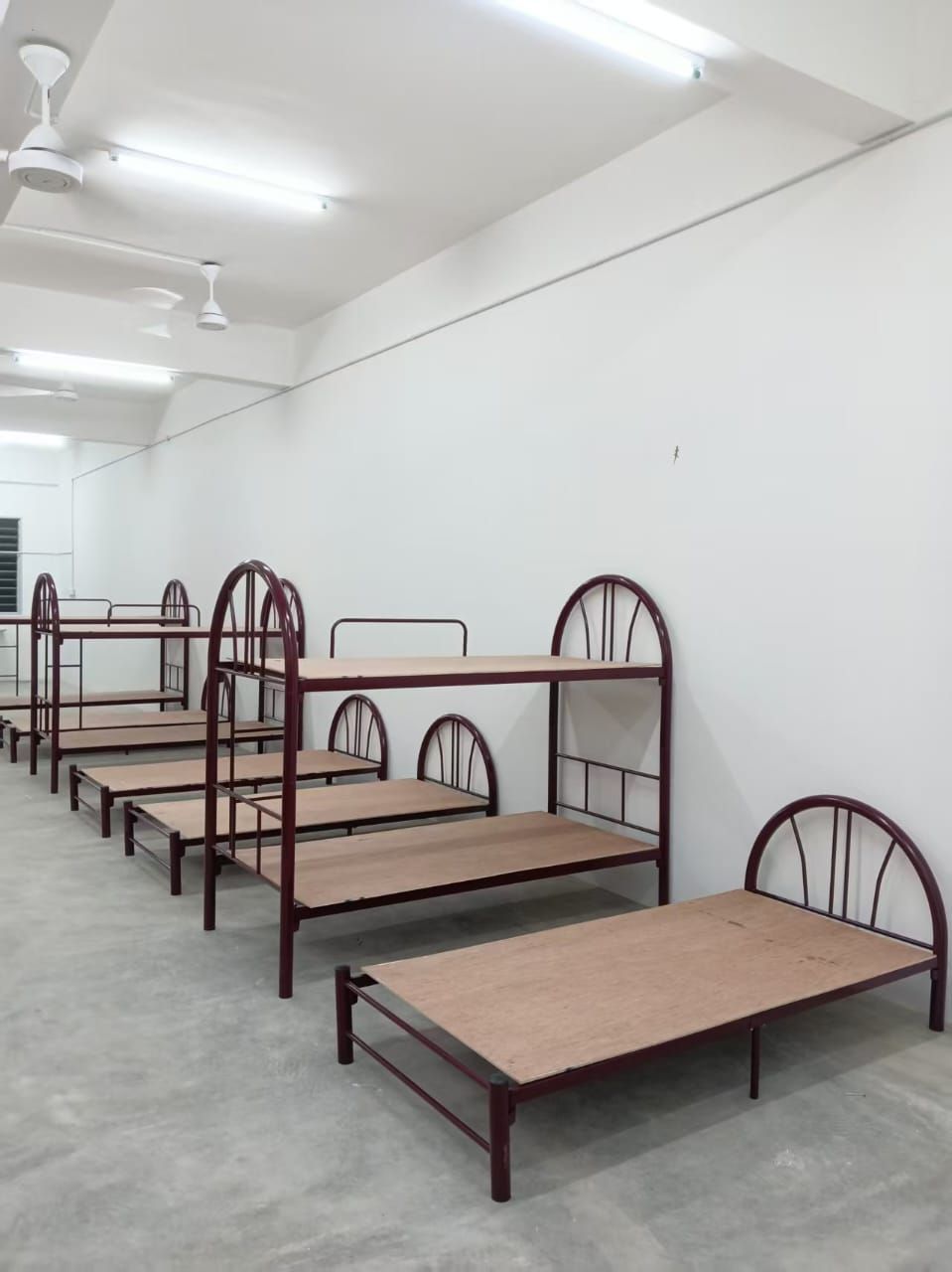 Heavy Duty Splitable Double Decker Metal Bed with Plywood Base | JTK Standard Worker Hostel Bunk Bed | Foreign Worker Bed Malaysia