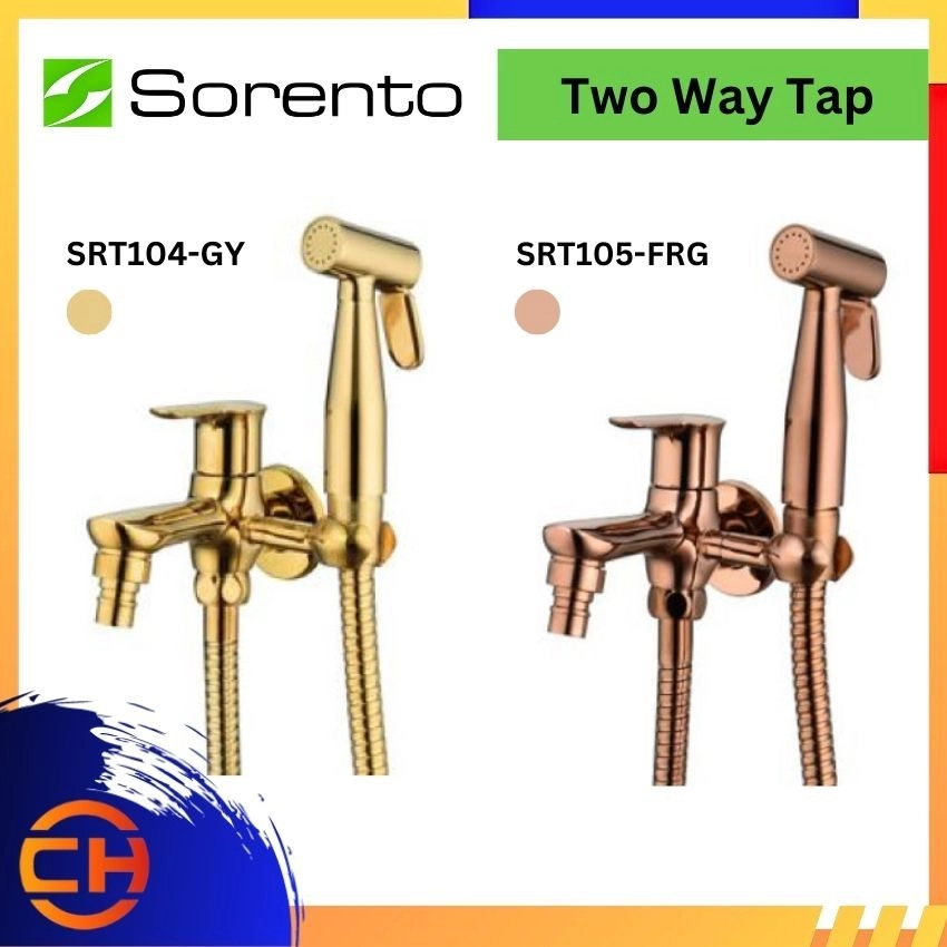 SORENTO BATHROOM FAUCET  SRT105-FRG / SRT104-GY Two Way Tap c/w Hand Bidet & 1.2m Flexible Hose ( Golden Yellow / Rose Gold )