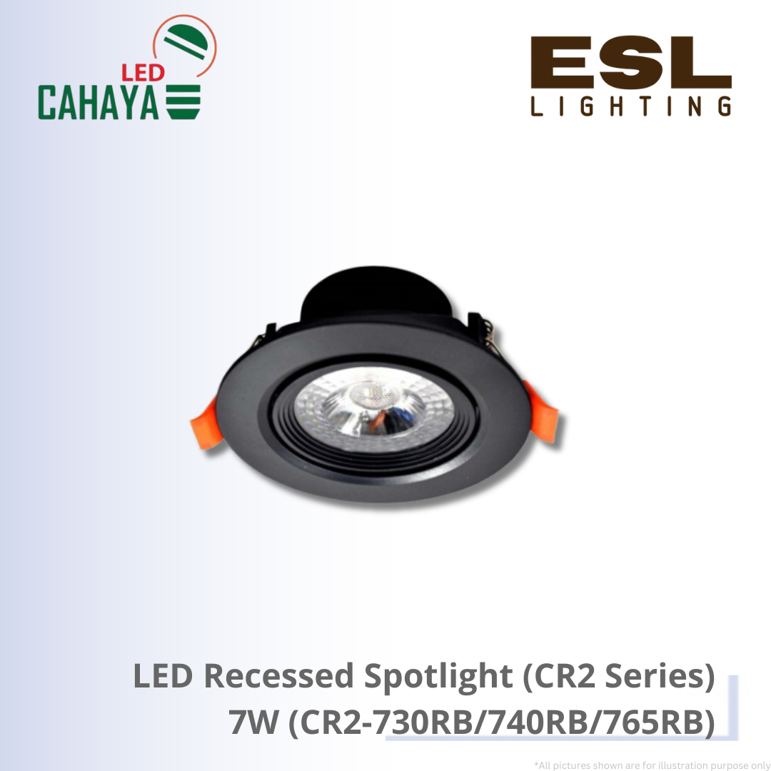 CAHAYA LED Recessed Spotlight CR2 Series 7W - CR2-730RB CR2-740RB CR2-765RB LED Downlight Eyeball Round Black