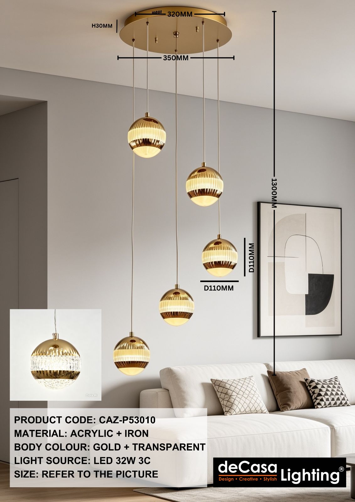 MODERN 5 IN 1 PENDANT LIGHT(CAZ-P53010)