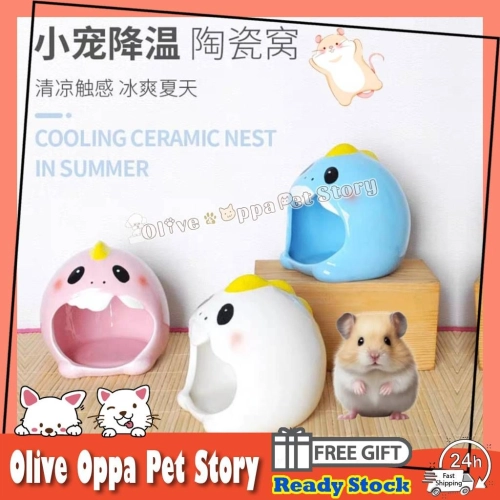 Cooling Hamster House Small Pet Ceramic Hideout Bed Sleeping Den Guinea Pig Pet Bed House 倉鼠用品 仓鼠陶瓷 小房子