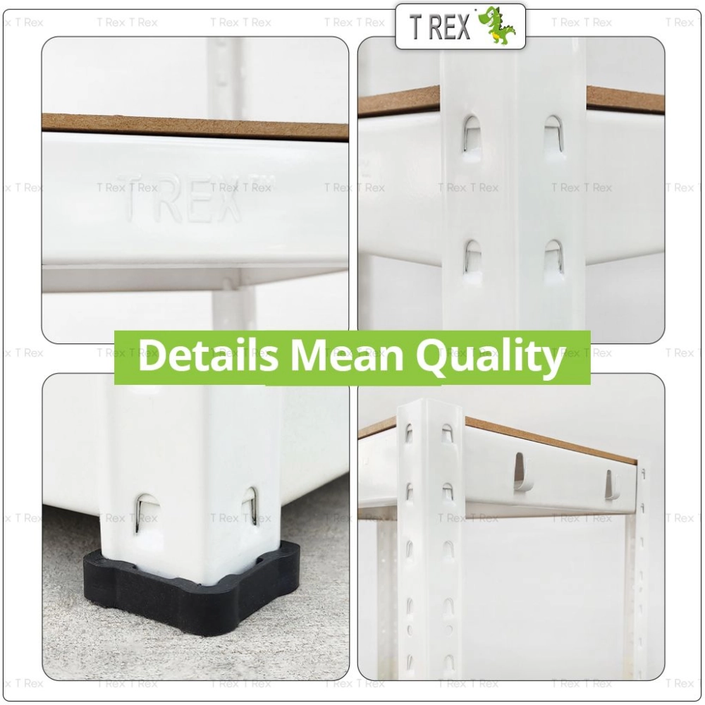 T Rex Multipurpose 4 Tier or 5 Tier Boltless Storage Rack Store Room Shelve (White)