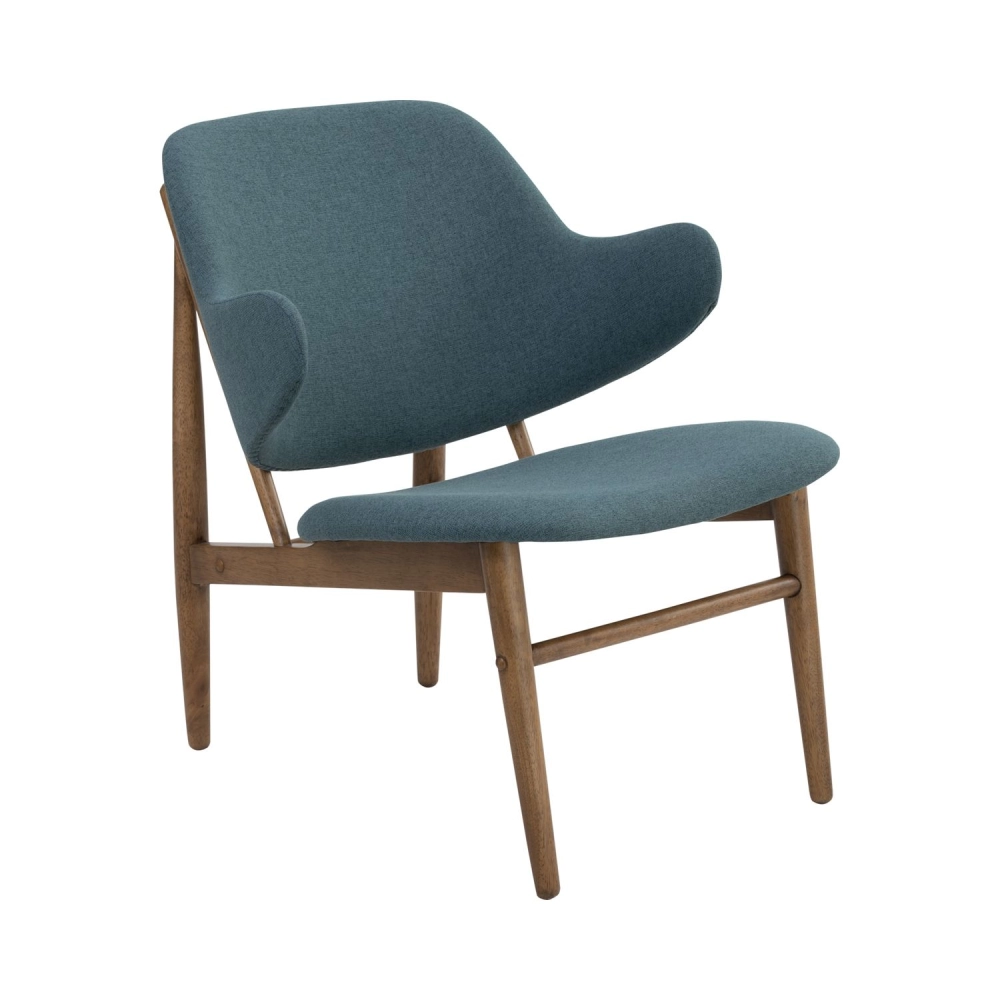 Kofod Lounge Chair (Walnut Frame,Blue Fabric)