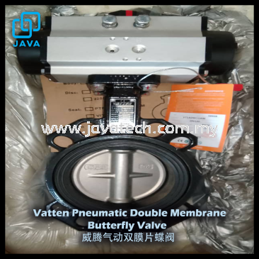 Vatten Pneumatic Double Membrane Butterfly Valve,Cylinder DA75,Valve Body DN100,PN1.6Mpa,Wafer Type