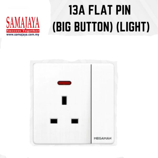 Megaman YTZ8 13A 1 Gang Big Button Neon Switch Socket