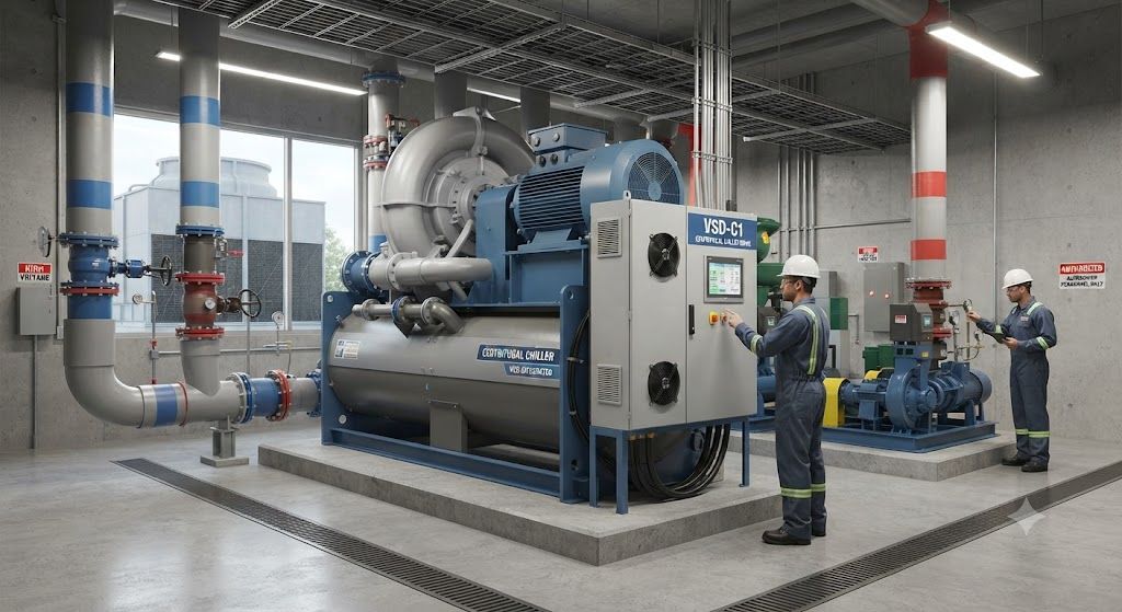 VSD (Variable Speed Drive) centrifugal chiller setup