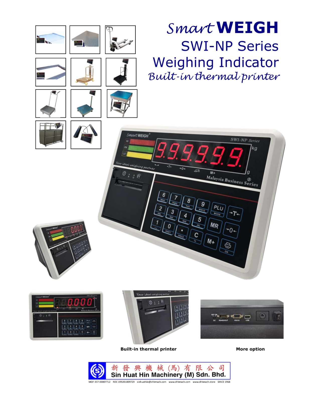 SmartWEIGH SWI-NP Series Weighing Indicator with Built-in Thermal Printer