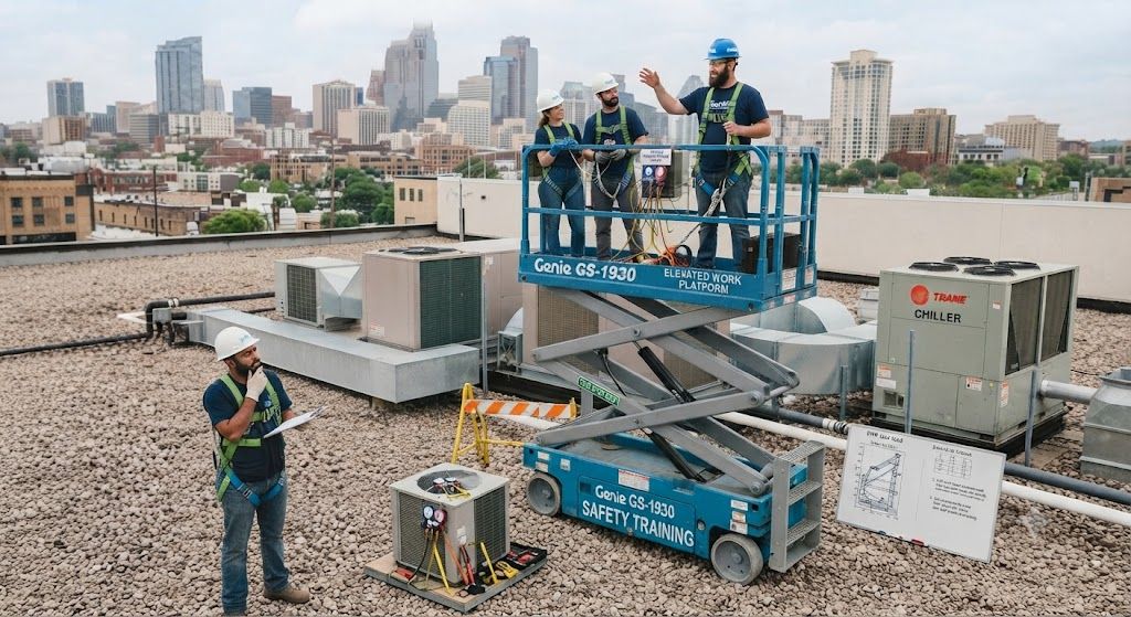 safe use of elevated work platforms HVAC technicians