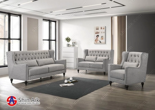 SS2086 Grey Velvet Button Tufted Modern Upholstered Wingback Sofa