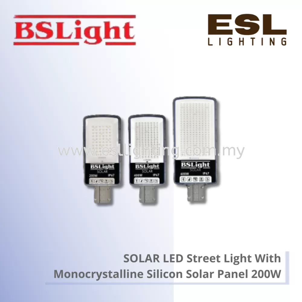BSLIGHT Solar LED Street Light with Monocrystalline Silicone Solar Panel - 200W - BSSLSL-1200