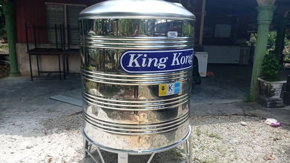 King Kong Stainless Steel (304-BA) HR Series Water Tank Vertical Round Bottom With Stand (FREE Brass Float Valve)