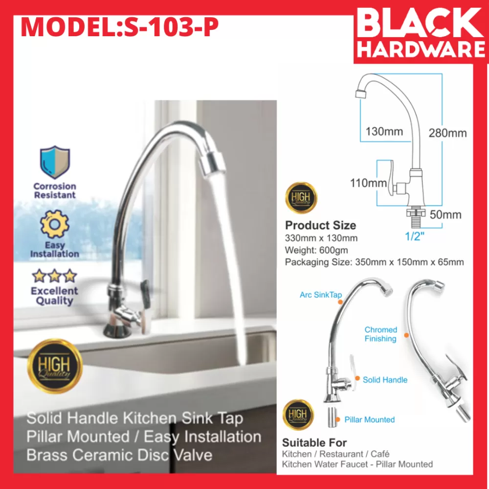 Black Hardware SINOR Kitchen Sink Faucet Pipe Kepala Paip Sinki Dapur Flexible Kitchen Sink Tap Doe Water Tape Water Tap