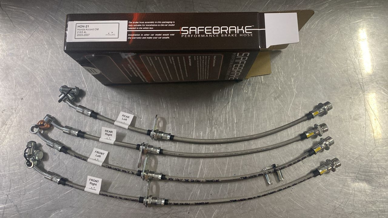 PRO RS STEEL BRAIDED BRAKE HOSE for Honda Accord CM 2.0/2.4L 2002-2007 - 4pcs (5 years Warranty)