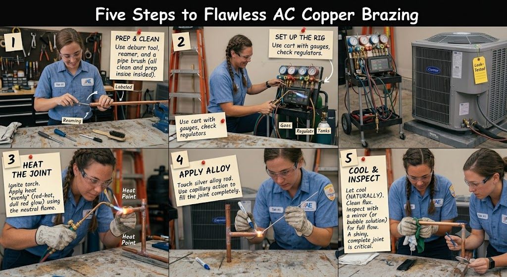 air conditioner copper pipe brazing steps