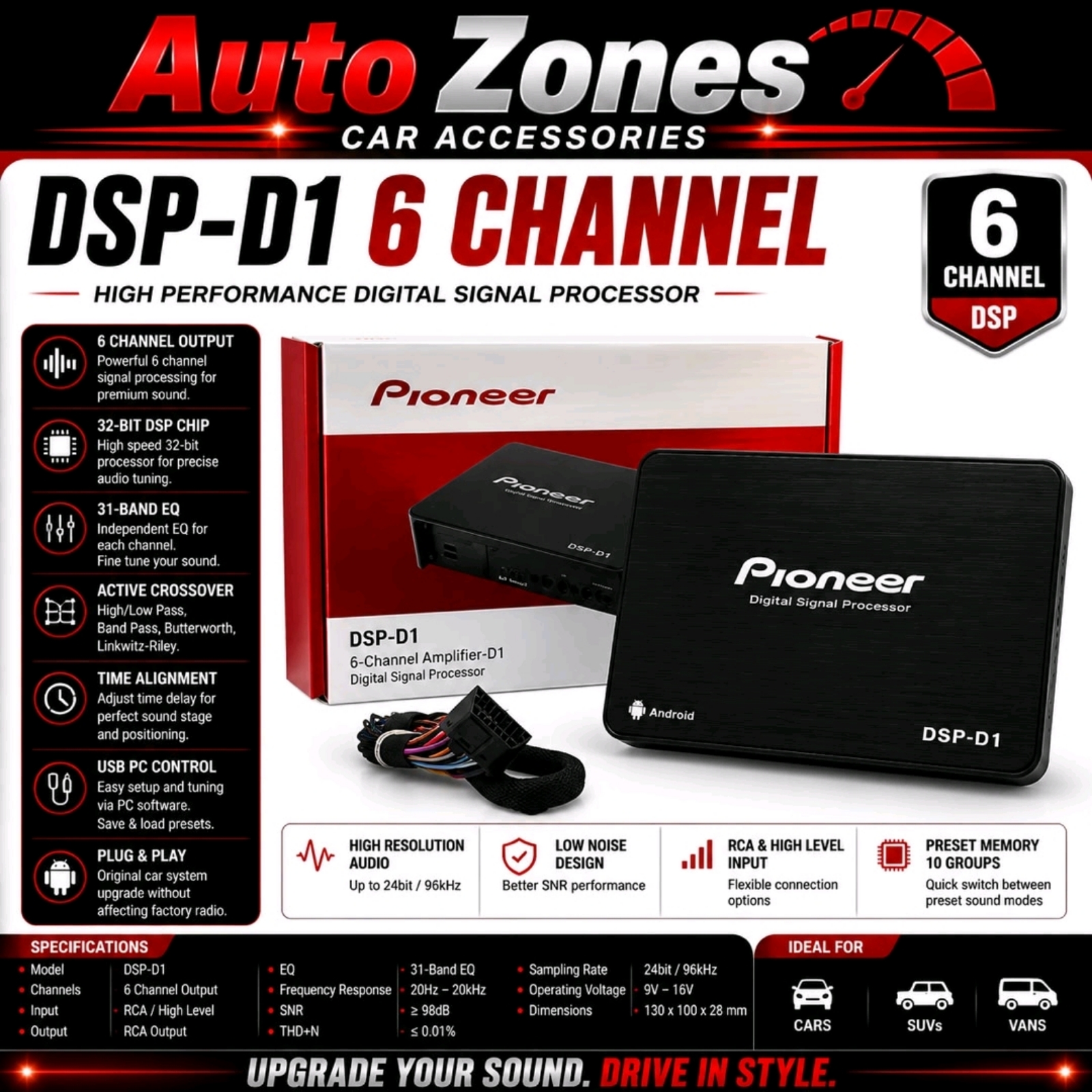Android player DSP Amplifier | Car Android Player Sound Boost | Android PNP /6Ch