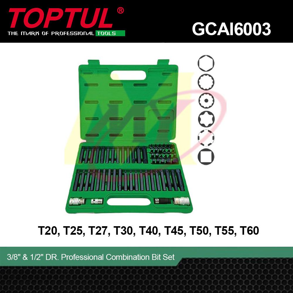 TOPTUL GCAI6003 DR. Professional Bit Set 60 pcs 3/8" & 1/2" [Code: 10362]