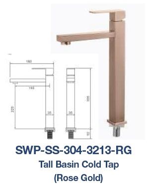 SWP-SS-304-3213-RG  Tall Basin Cold Tap - SUS304 ROSE GOLD
