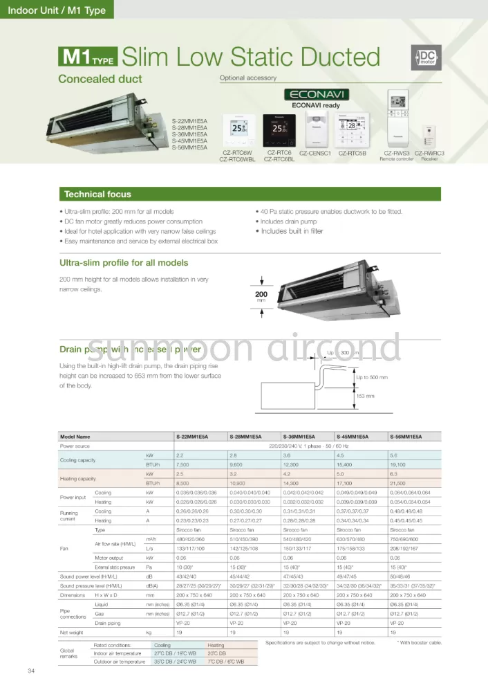 PANASONIC INVERTER SLIM LOW STATIC DUCTED - COMMERCIAL AIR CONDITIONING