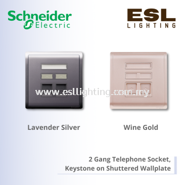 SCHNEIDER Pieno 2 Gang Telephone Socket, Keystone on Shuttered Wallplate - E8232RJS4_LS_G1 E8232RJS4_WG