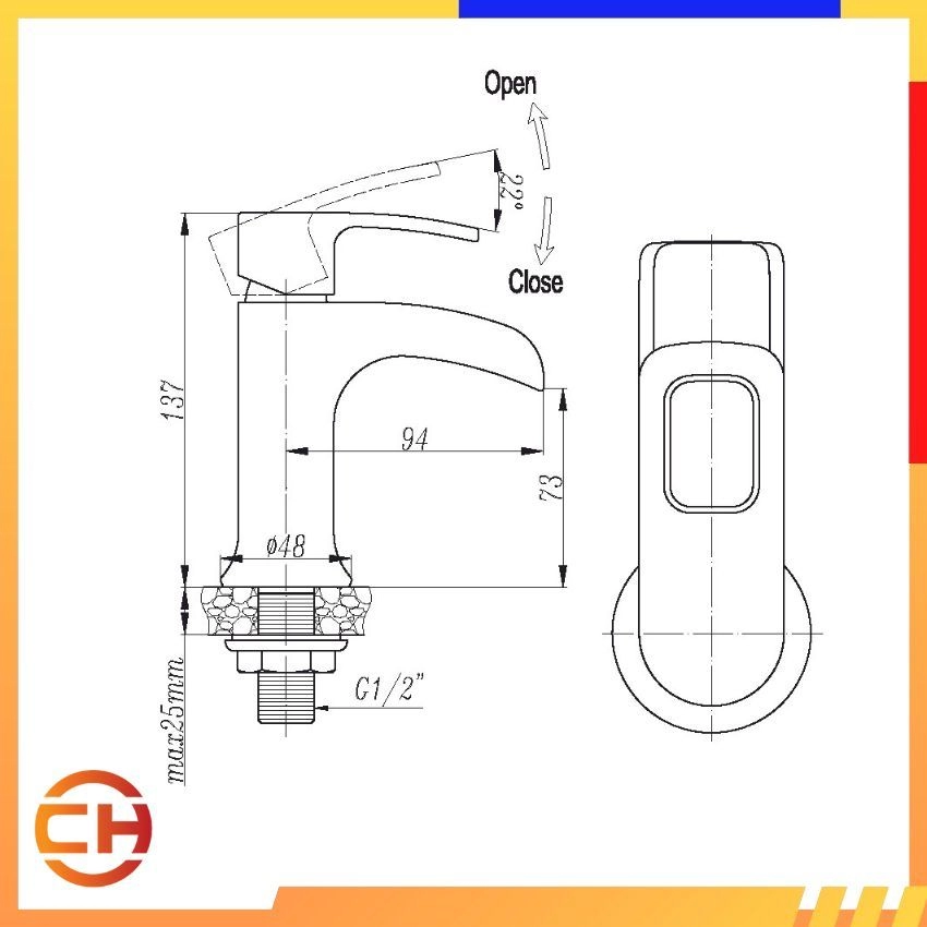 SORENTO BATHROOM FAUCET SRTWT7225 Basin Cold Tap ( L118MM x W48MM x H137MM ) 