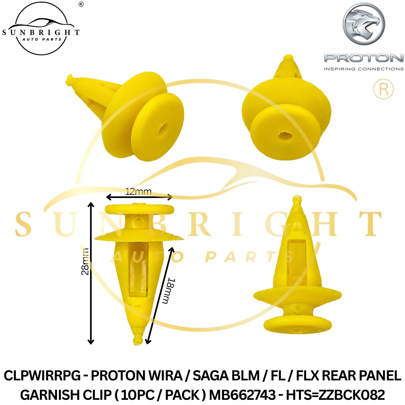 CLPWIRRPG - PROTON WIRA / SAGA BLM / FL / FLX REAR PANEL GARNISH CLIP ( 10PC / PACK ) MB662743 - HTS=ZZBCK082