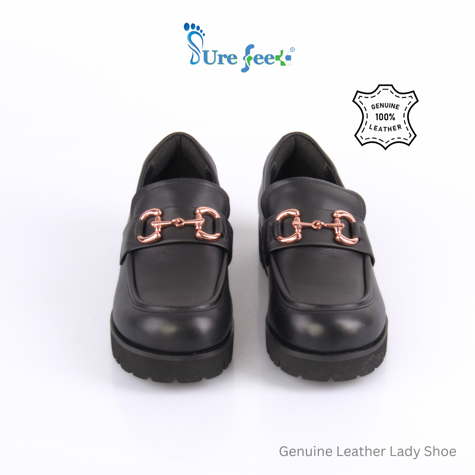 Sure Feet Women's Genuine Leather Orthotic-Friendly Shoes | Arch Support Leather Work Shoes | Compatible with Custom Orthotic Insoles