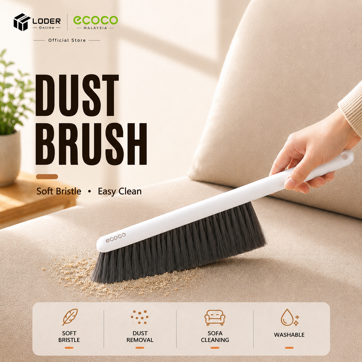 LODER ECOCO Dust Brush Cleaning Brush Sofa Brush Bed Brush Furniture Dust Remover Household Cleaning Brush