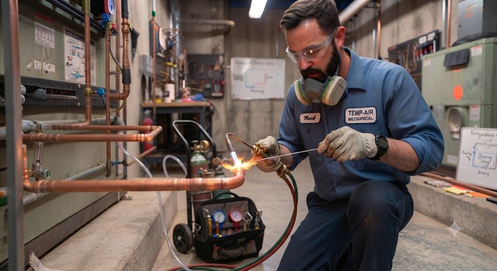 copper line brazing oxy acetylene refrigeration