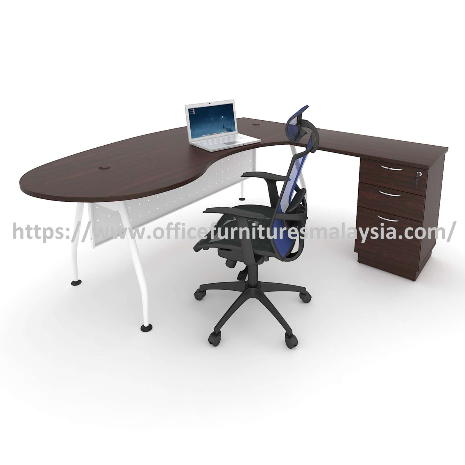 6 ft Curved L Shaped Corner Office Desk Cabinet Set OFAM1800-4