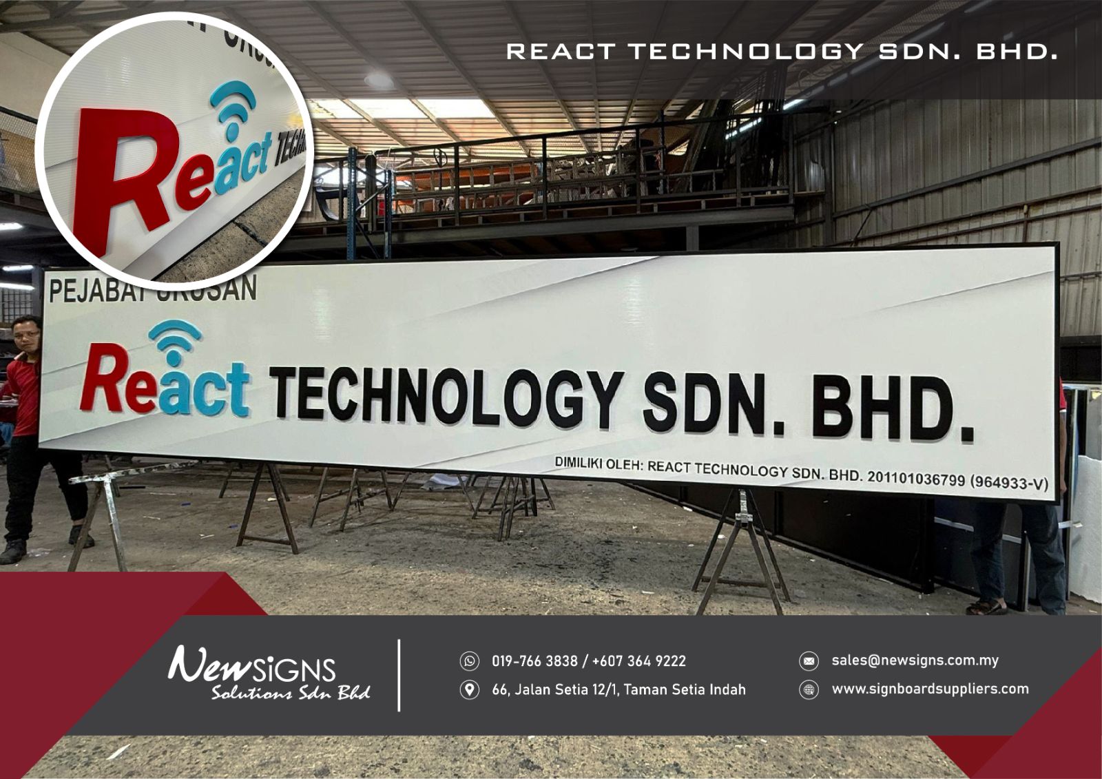 REACT TECHNOLOGY SDN. BHD. -   Polycarbonate with Printing Sticker & PVC Lettering