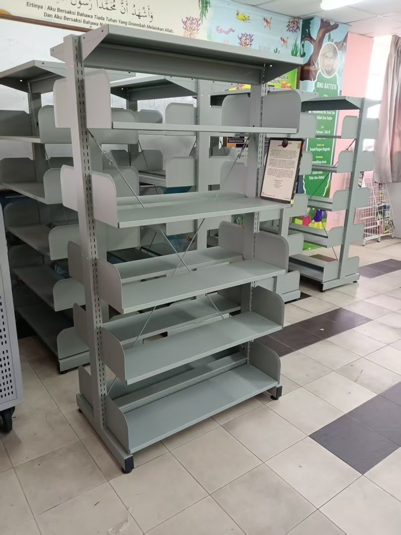 Heavy Duty Double Sided Library Metal Rack | Steel Book Shelving System | School, University & Public Library Book Rack Malaysia | Pembekal Rak Perpustakaan Sekolah | Rak Besi Perpustakaan - Penang, Puchong, KL, Kedah