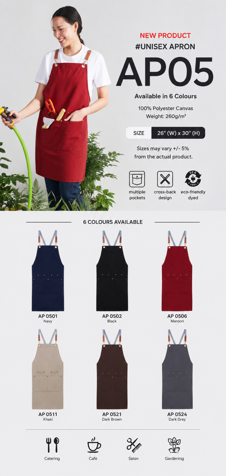 AP05 Unisex Apron｜Multi-Purpose Work Apron