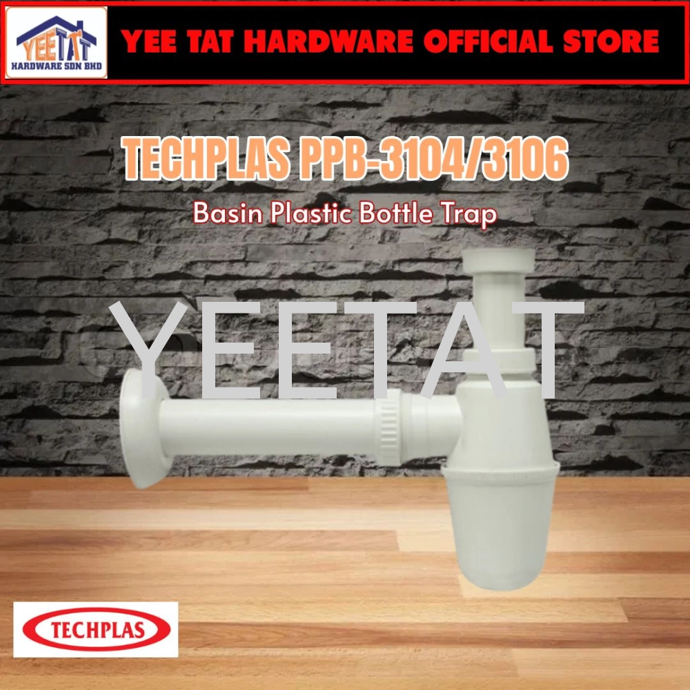 [ TECHPLAS ] PPB-3104/3106 BATHROOM/KITCHEN BASIN/SINK BOTTLE TRAP [1-1/4" (32MM) / 1-1/2" (40MM)]