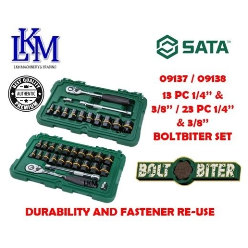 SATA 09137 13 PC 1/4" & 3/8" BOLTBITER SET / 09138 23 PC 1/4" & 3/8" BOLTBITER SET