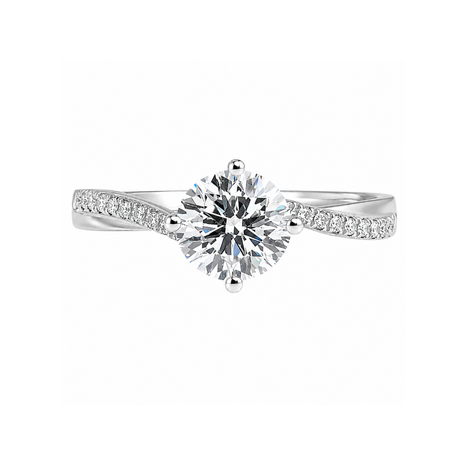 Roman & Co庐 Orlissea Whisper Twist Pav茅 Solitaire Engagement Ring